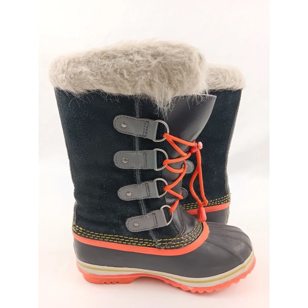 Sorel Winter Carnival Waterproof Snow Boots Women's Size 2 Youth Black Orange‎